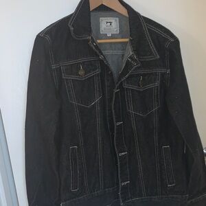 Fashion Brand Company Men's Black Jacket with White Contrast Stitching